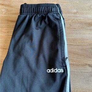 Adidas Kids Black Joggers with White Stripes